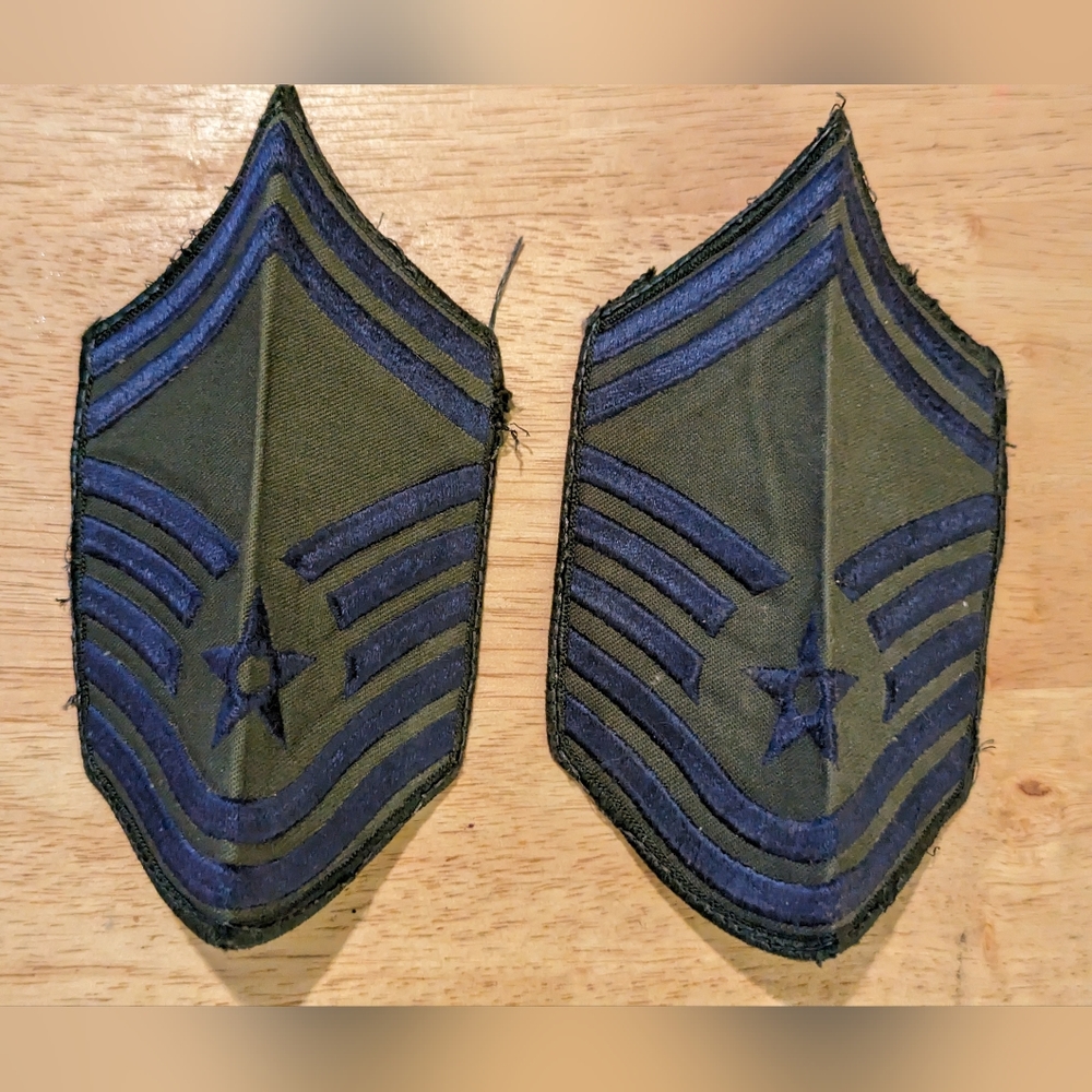 Pair of US Air Force Senior Master Sergeant Rank Subdued Chevron Patches